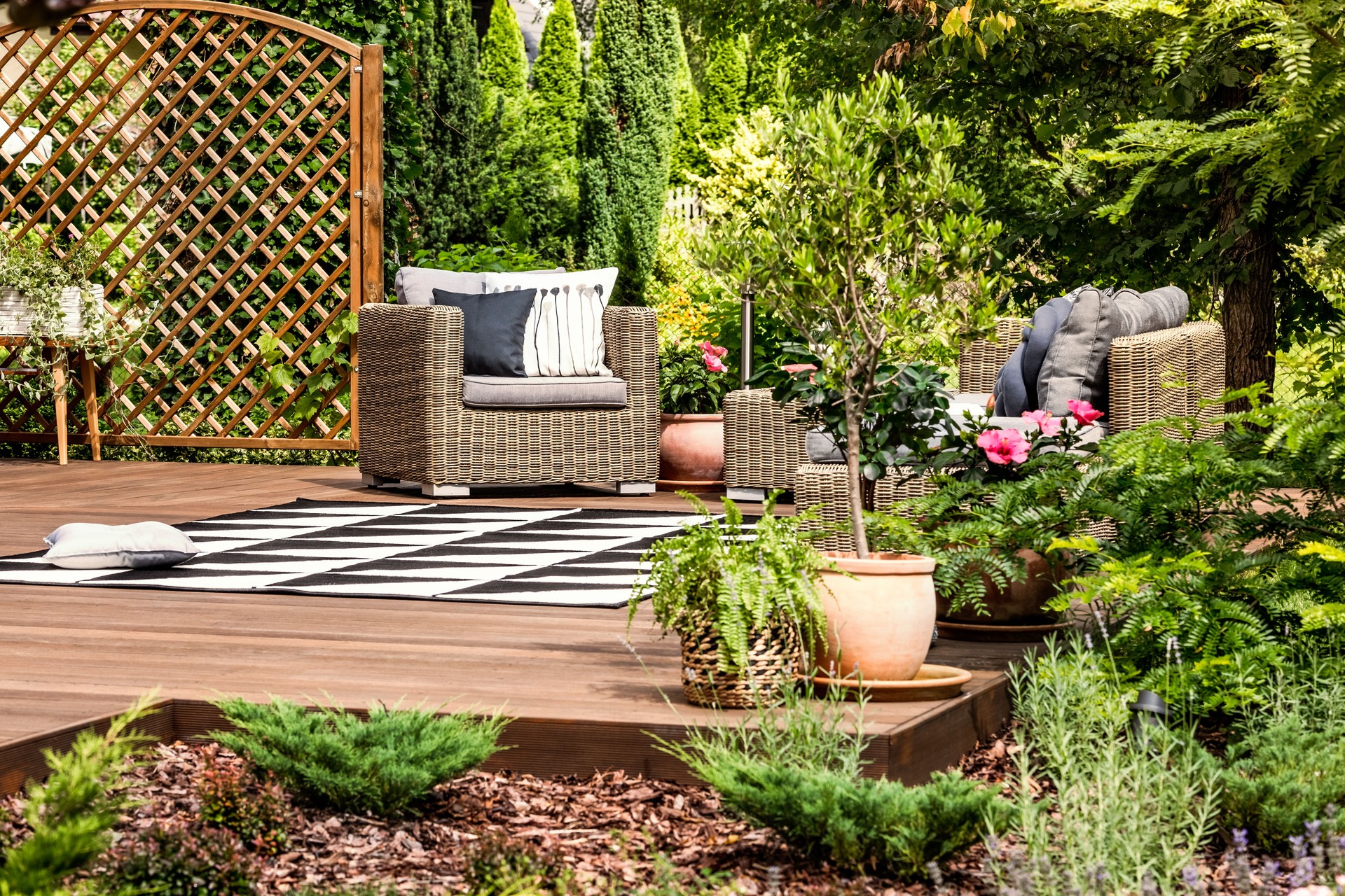 Garden furniture on terrace